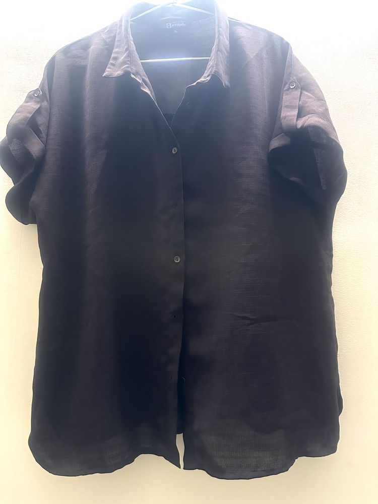 Elegant Brown Button-Down Shirt