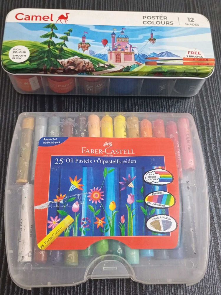 Camel Poster Colours &amp; Faber-Castell Oil Pastels
