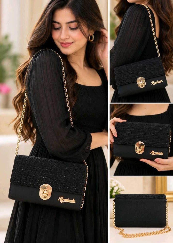 Chic Black Textured Crossbody Bag