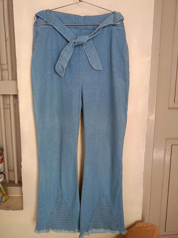 Light Wash Denim Bell Bottom Pants
