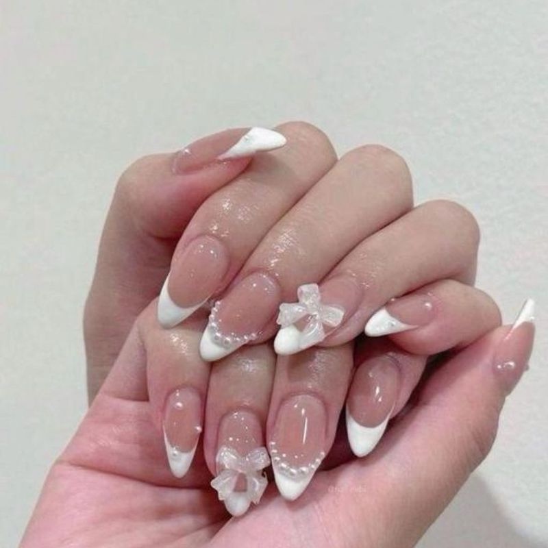 Bow French Tip Press-On Nails