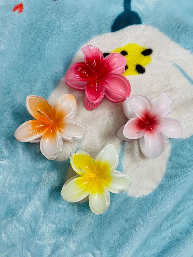 Flower Hair Claw Big Size Combo Of 4 🌸