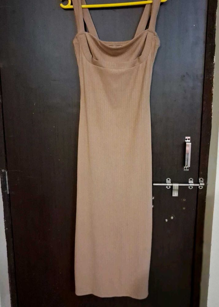 Tan Bodycon Midi Dress