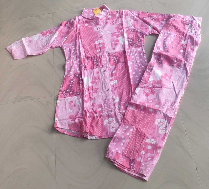 Pink Floral Pajama Set