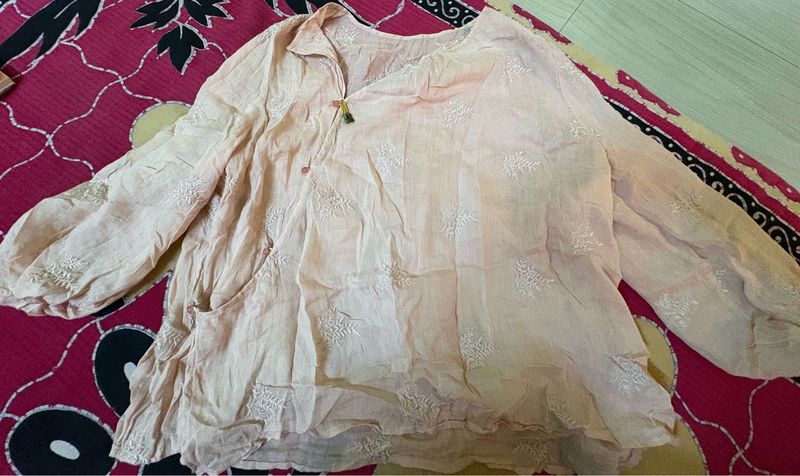 Peach Embroidered Kurta