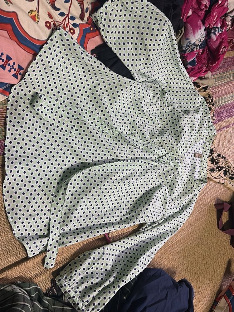 Light Blue Polka Dot Kurti