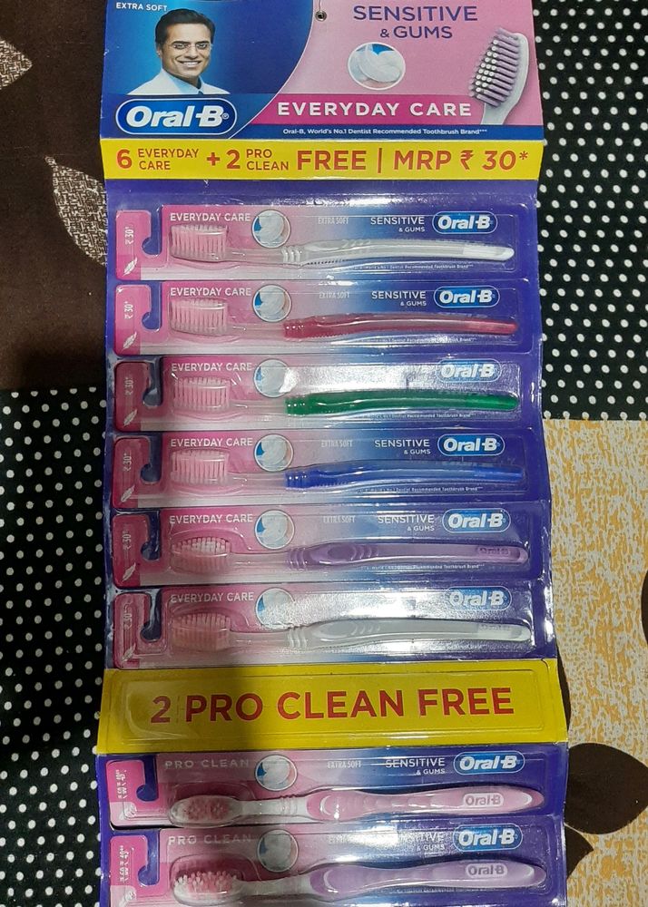 NEW 8 PC BRUSH ORAL -B VERY SOFT