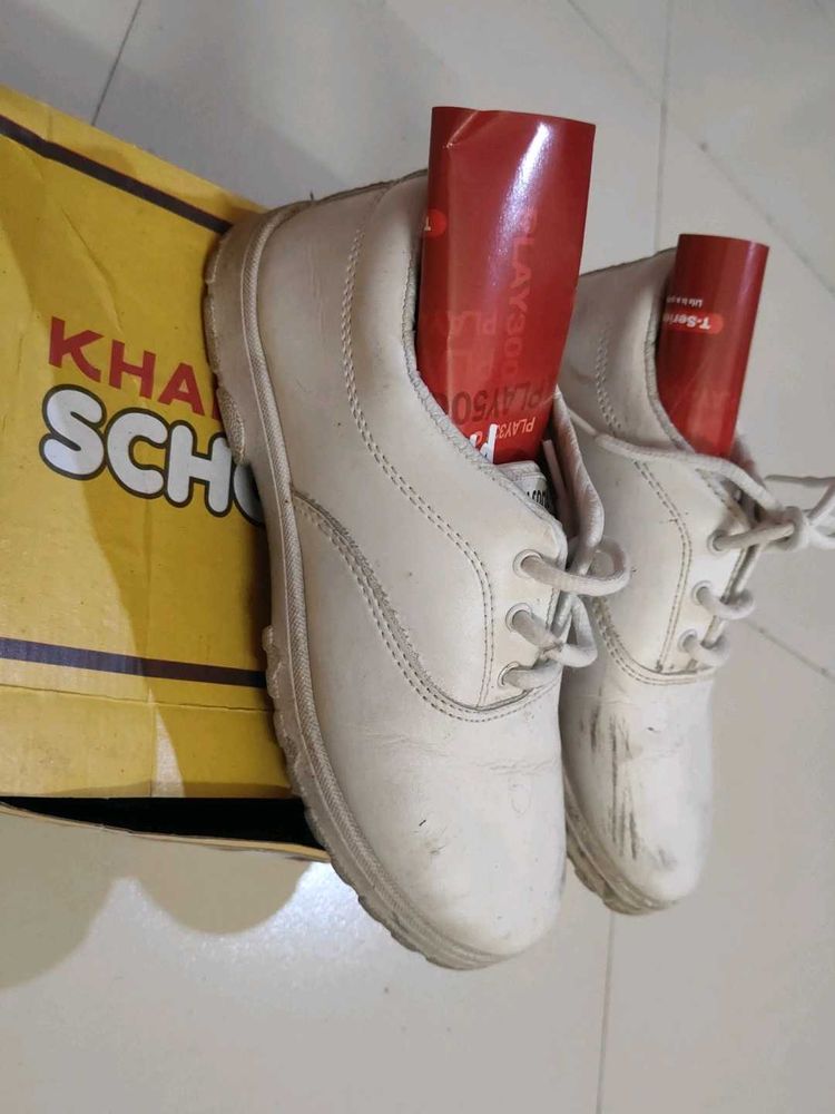 Kids White School Shoes