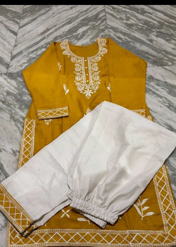 Yellow Embroidered Kurta Set