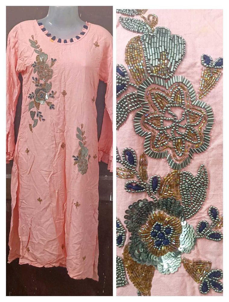 Embellished Peach Kurta