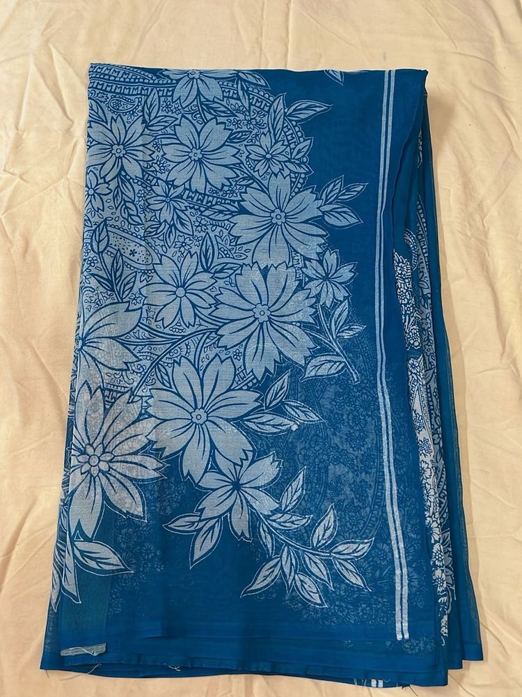 Elegant Blue Floral Saree