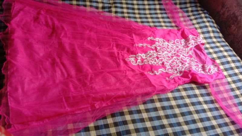 Hot Pink Embellished Party Dress