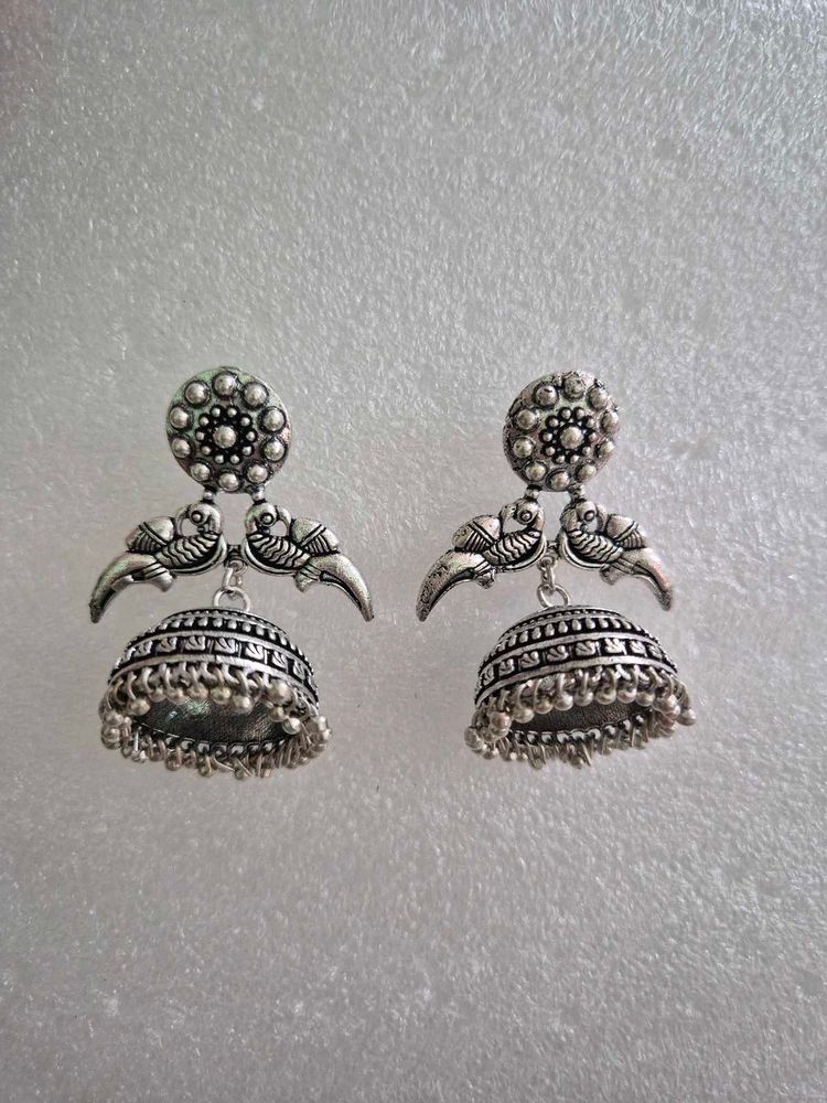 Elegant Silver Jhumka Earrings - Unused