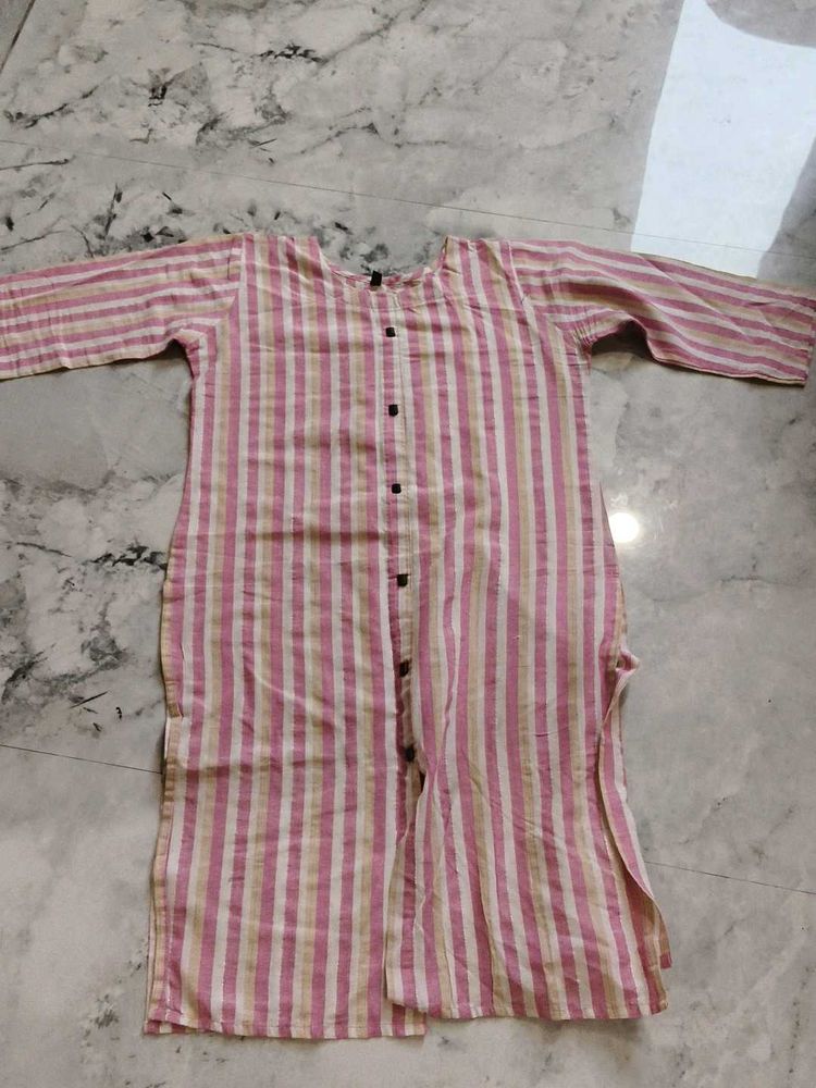 Pink Striped Cotton Kurtas
