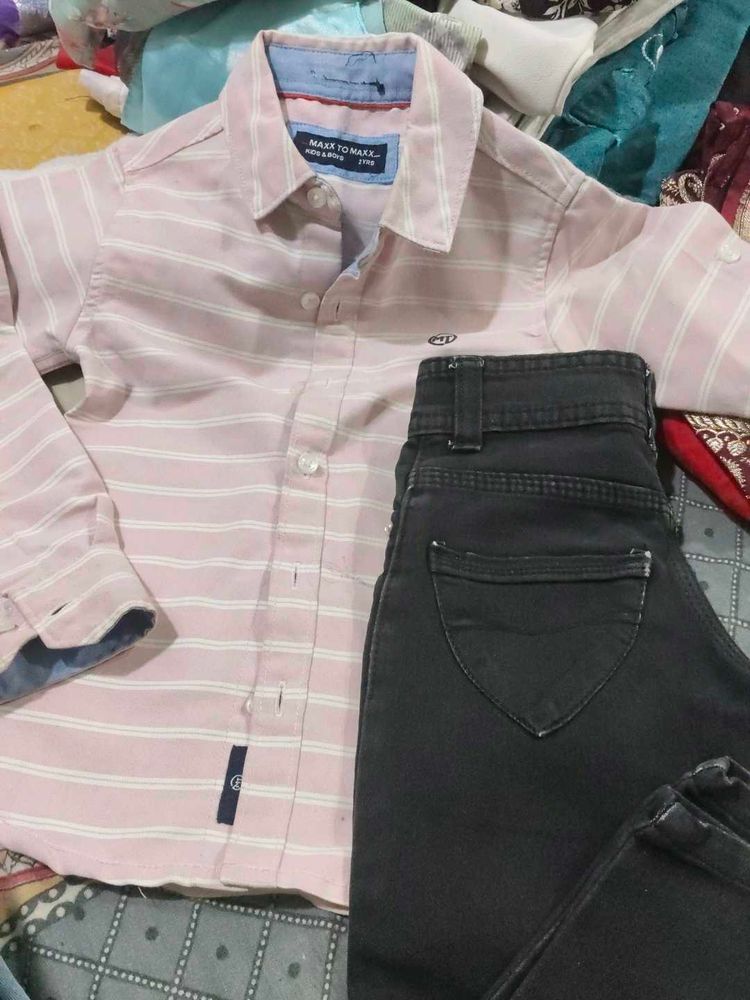 Boys Striped Shirt and Jeans Set