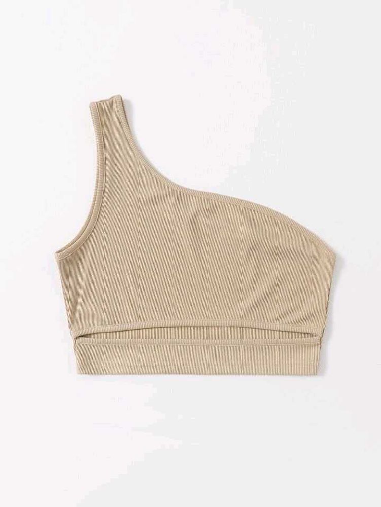 One Shoulder Ribbed Crop Top
