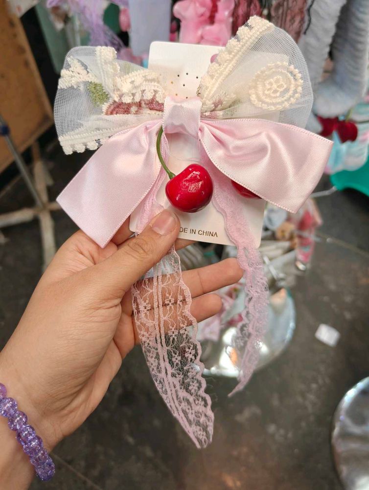 Cute Cherry Bow Hair Clip