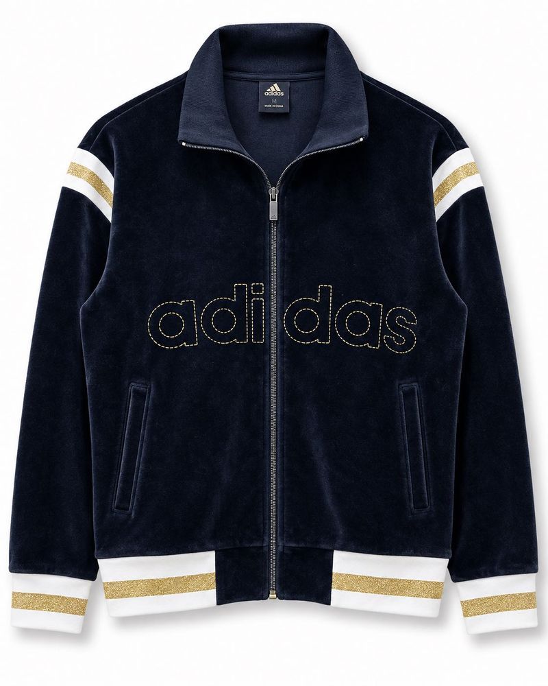 Adidas Black Velour Soft Zipup Track Jacket