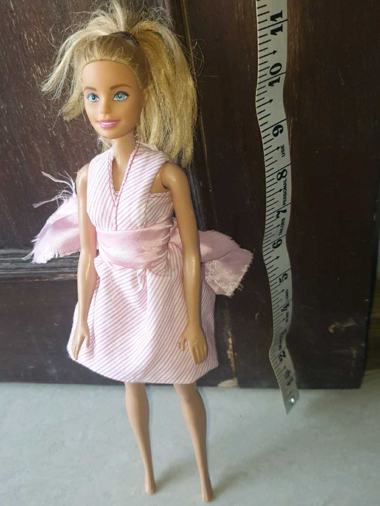 Vintage Barbie Doll with Pink Striped Dress