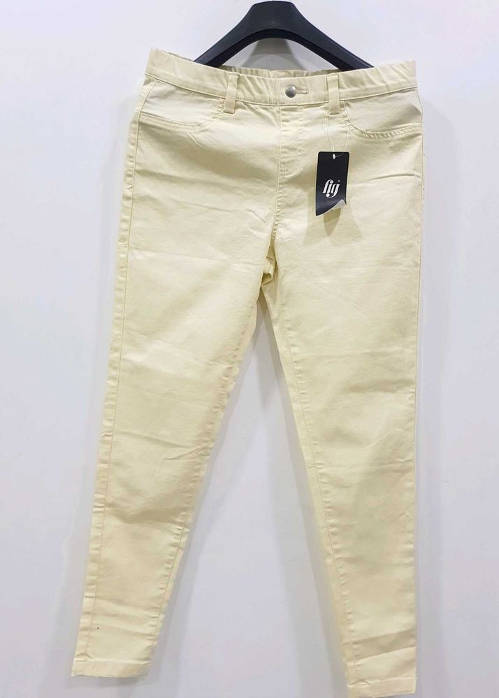 Cream Colored Fitted Pants