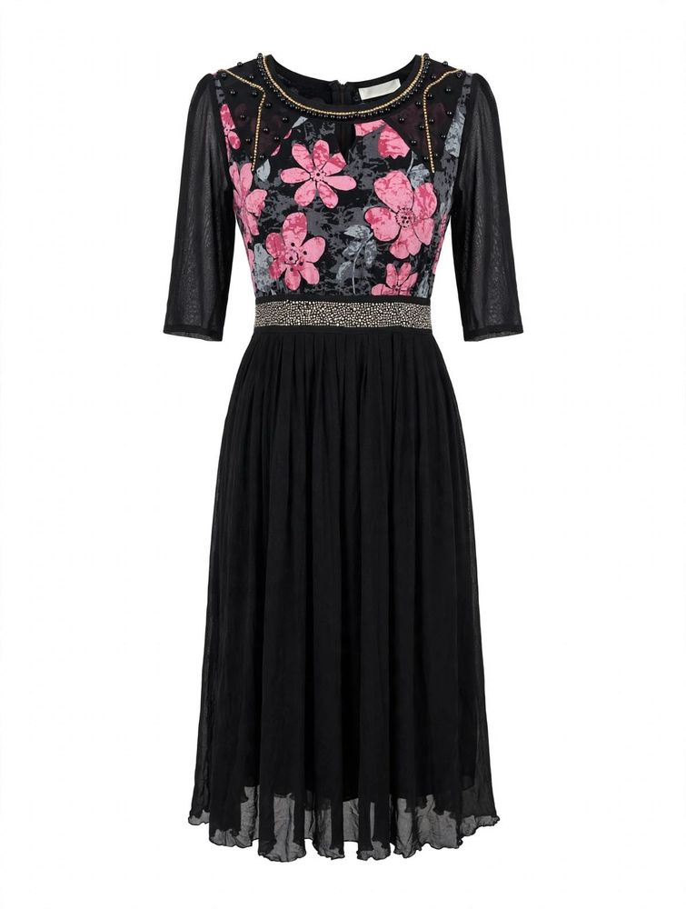 Elegant Black Floral Dress