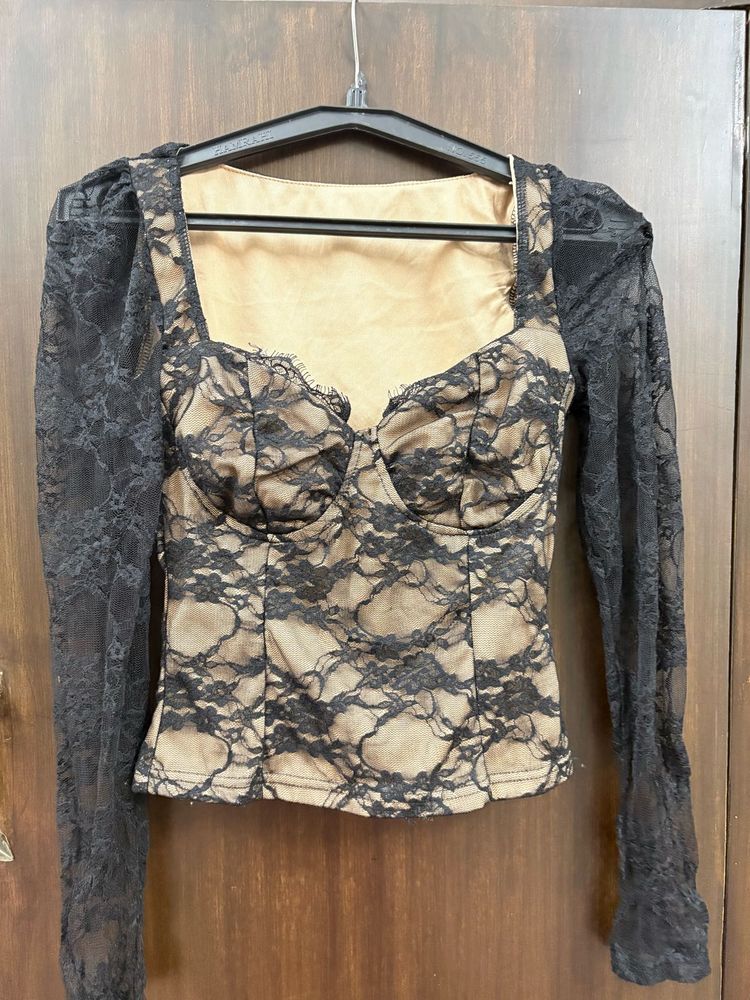 SEXY BLACK Lace Corset Top