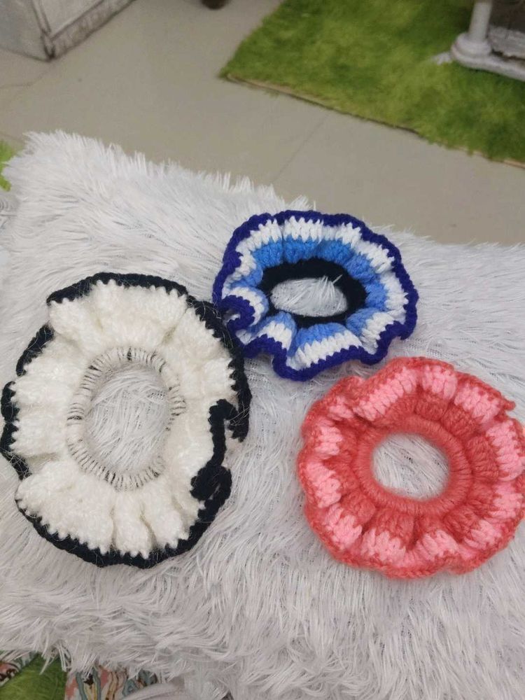 Handmade Crochet Scrunchie Set of 3