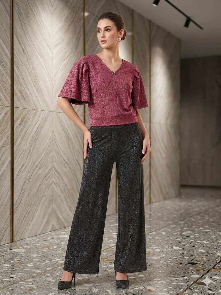 Sparkly Wide Leg Pants With Beautiful Top