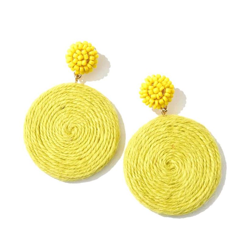 Yellow Raffia Disc Earrings💛