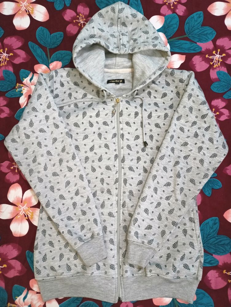 Patterned Zip-Up Hoodie