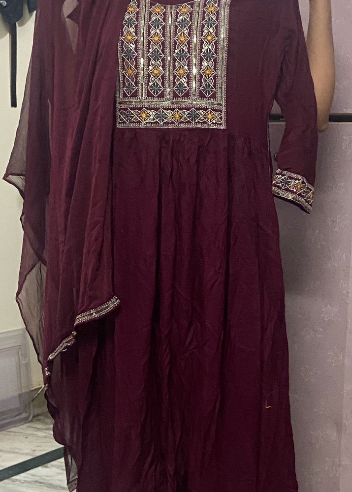 Brand New Stitched purple Colour Suit With embroid