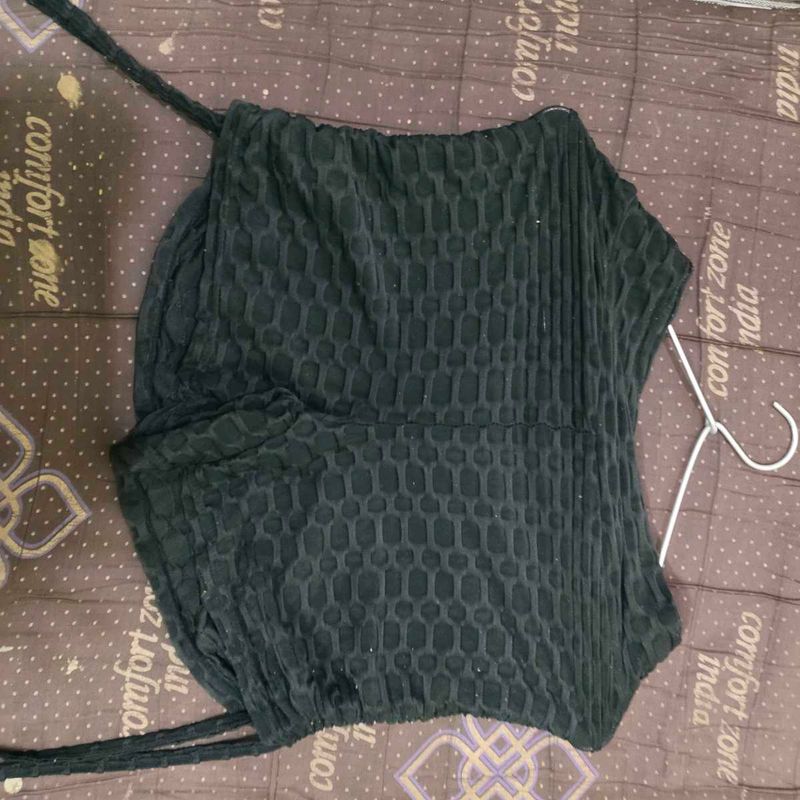 Textured Black booty shorts