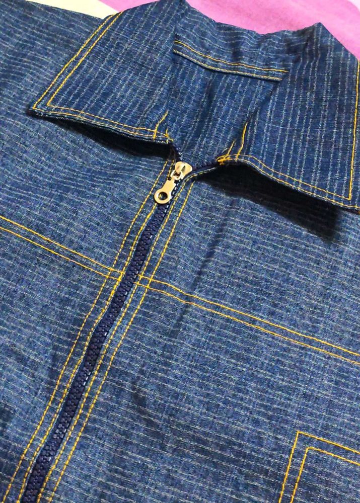 Real Vintage Blue Denim Style Zipper Jacket