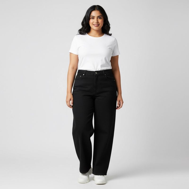 Black Wide Leg Denim Jeans