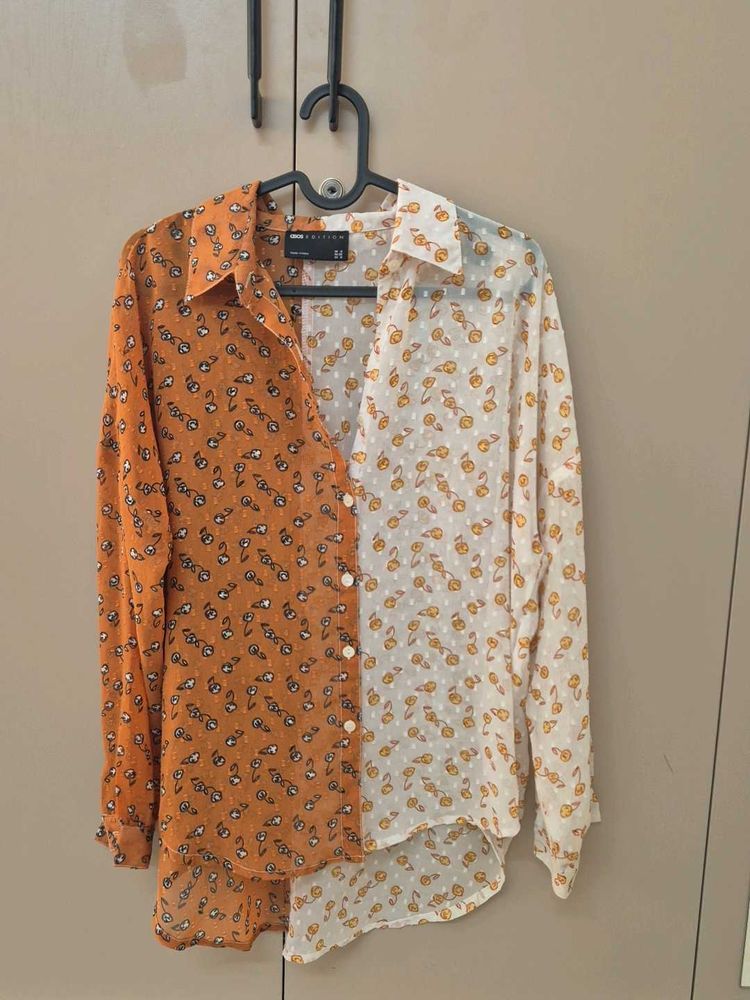 Stylish Colorblock Cherry Print Shirt