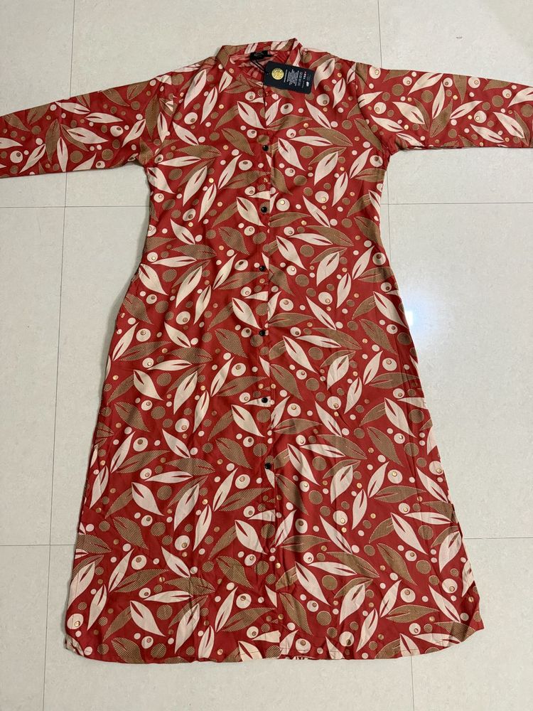 Elegant Leaf Print Kurta Pant Set