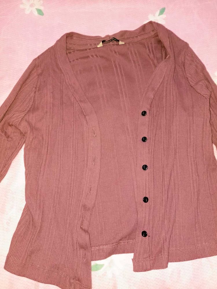 Chic Rose Ribbed Cardigan