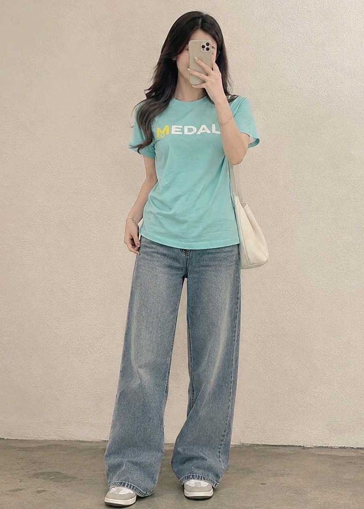 Aqua Blue Graphic T-Shirt