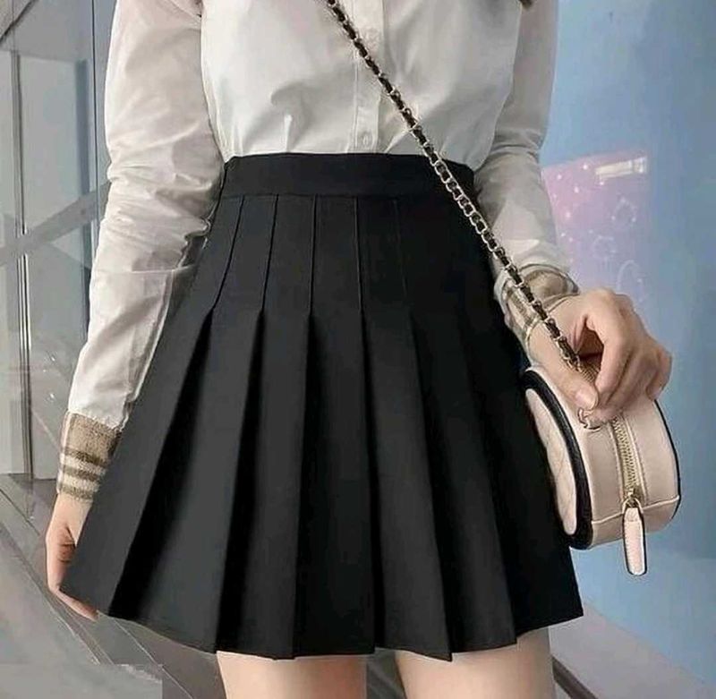 URBANIC Pleated Black Mini Skirt