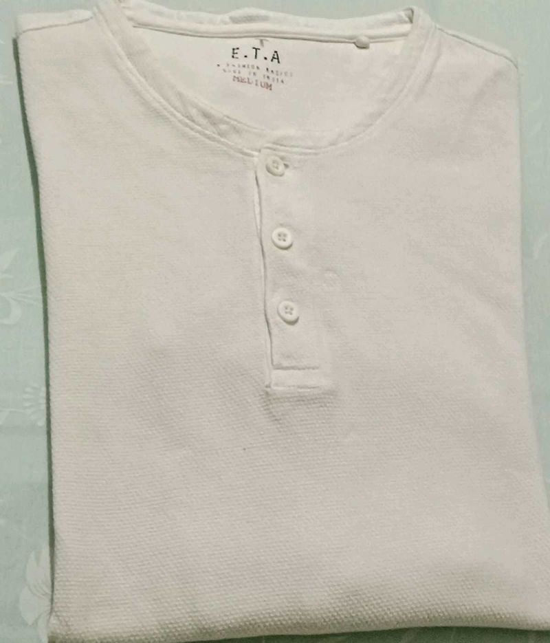 Men's White Henley T-Shirt