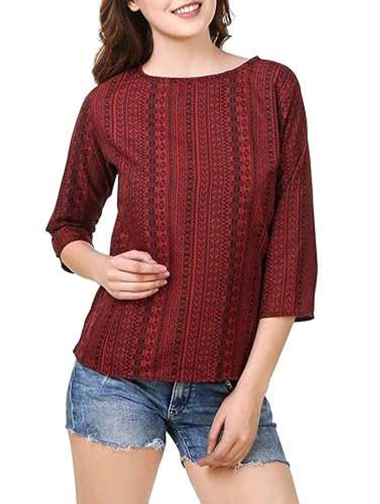 Maroon Printed Top