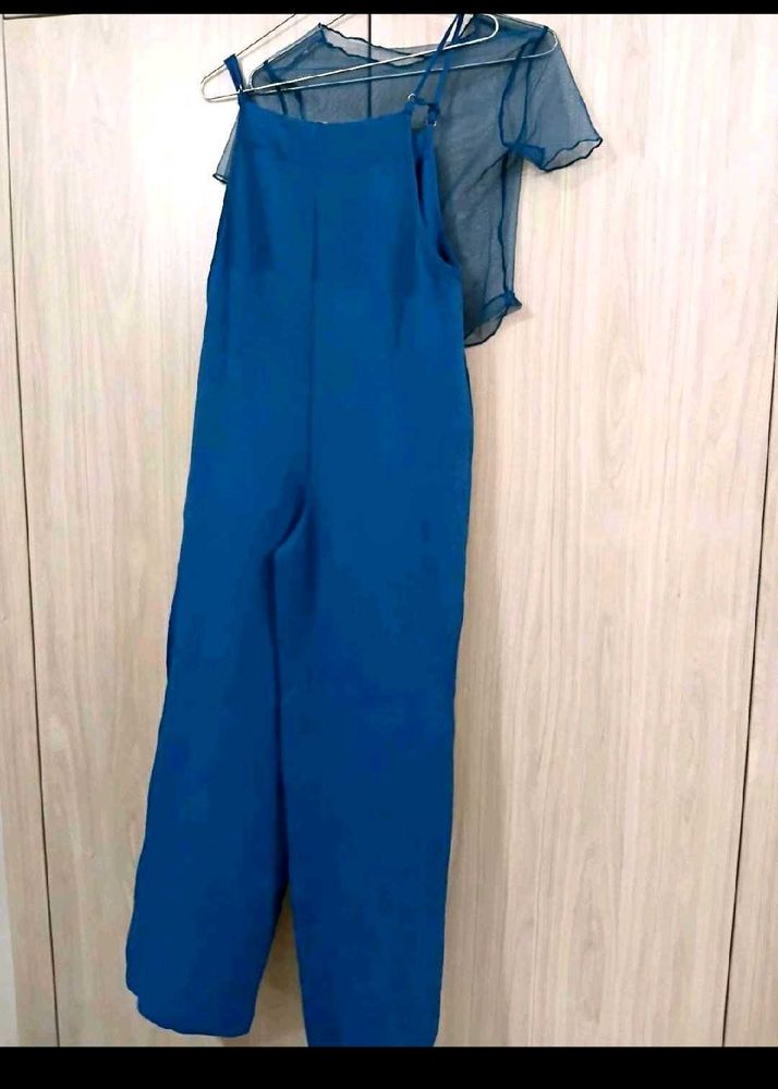NEW Blue Jumpsuit with Sheer Top