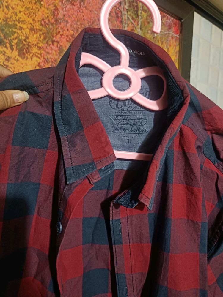 Indigo Checked Shirt Red And Black