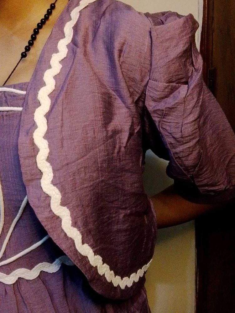 Purple Ethnic Kurta with White Trim