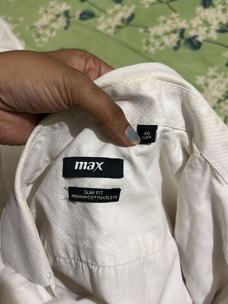 Men's White Slim Fit Cotton Blend Shirt