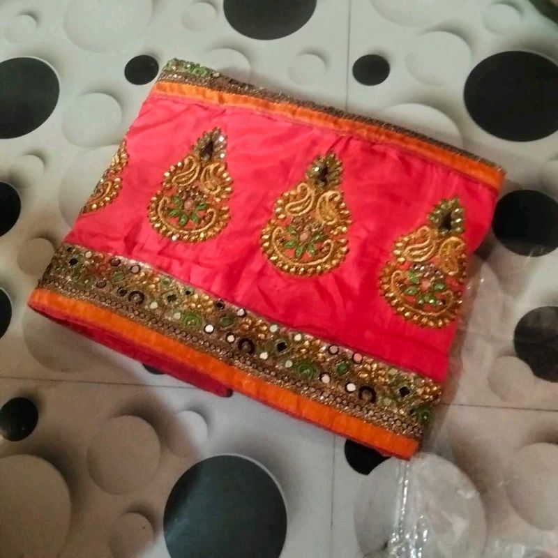 Vibrant Pink Embroidered Saree Border