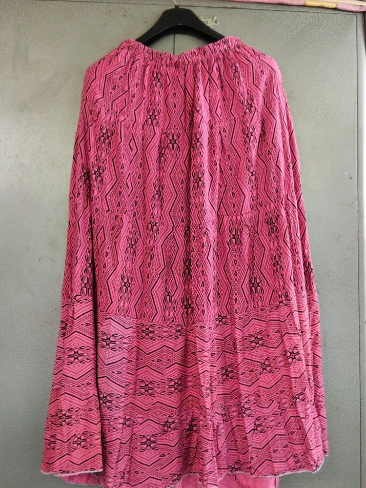 Pink And Black Long Skirt