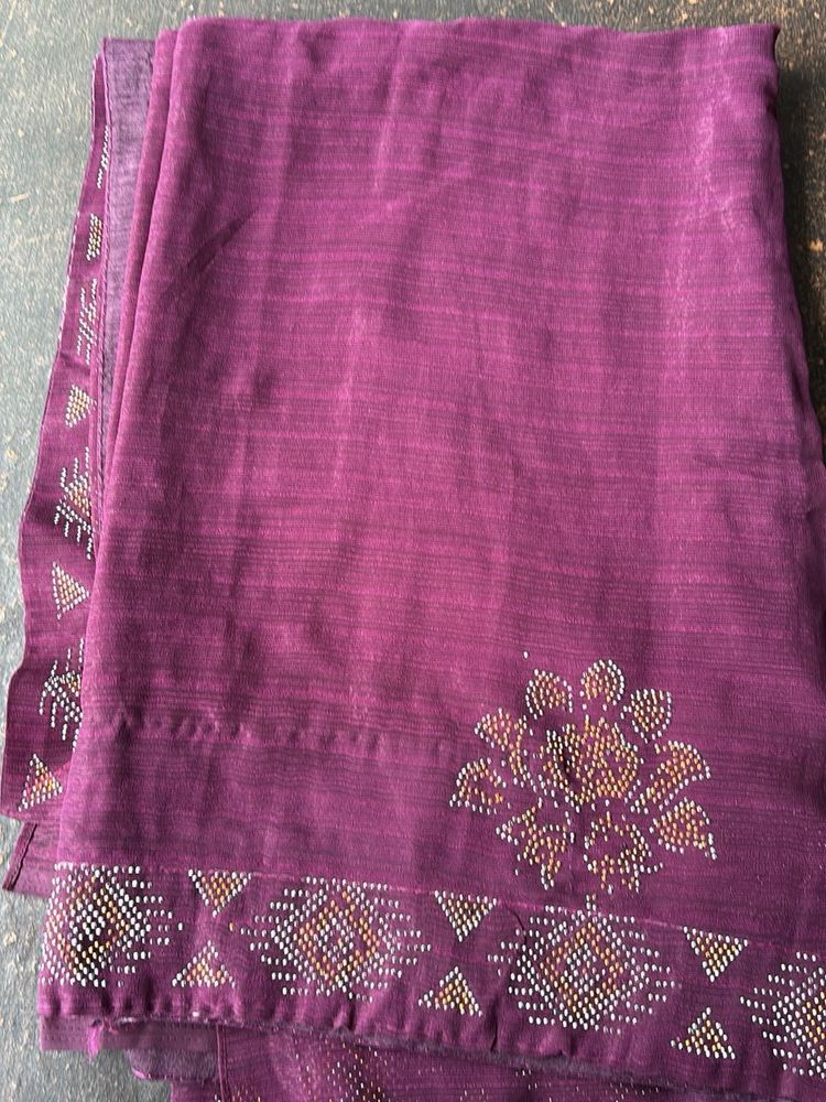 Beautiful Purple Embellished Saree