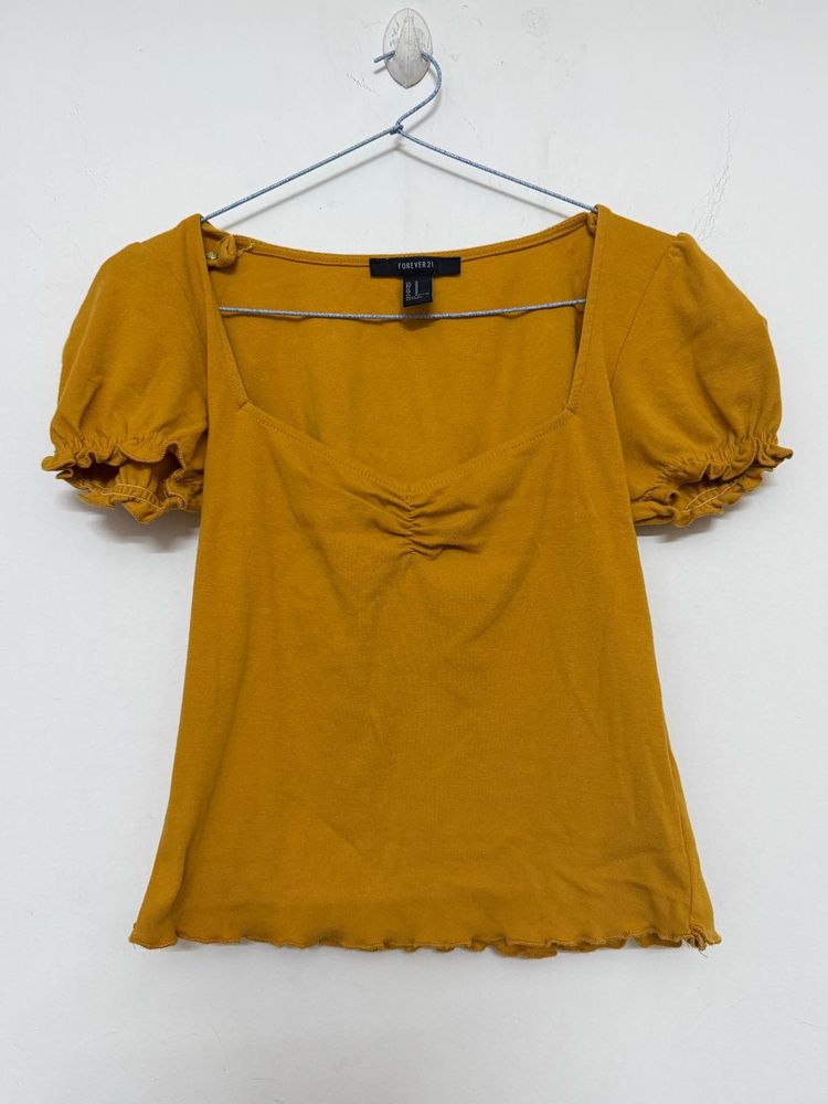 Mustard Yellow Puff Sleeve Top(size-M)