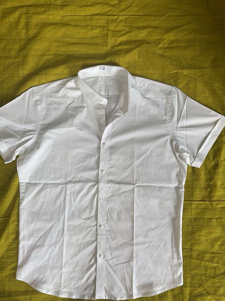 Classic White Short Sleeve Button-Up Shirt